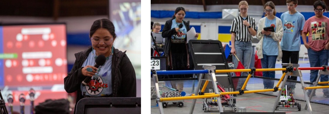 Elena hosting a robotics tournament