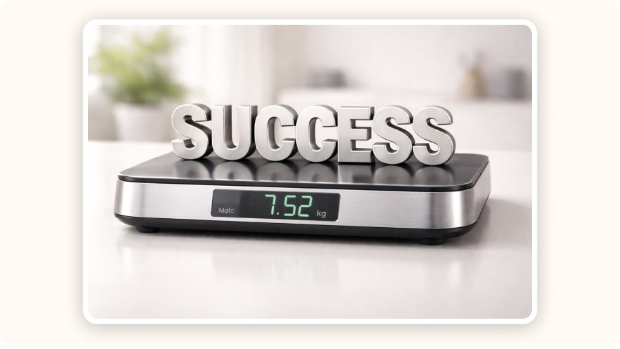 The word success on a scale