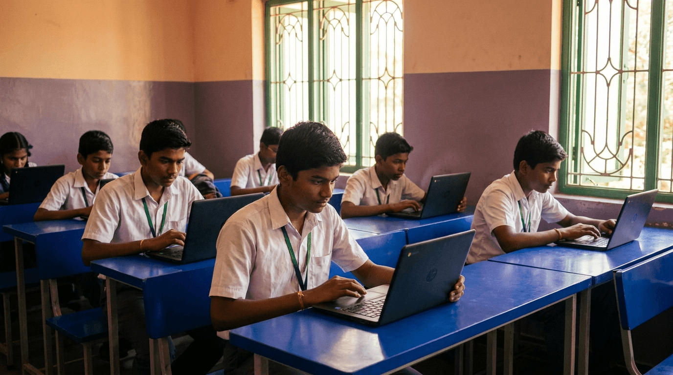 NCFE students working on laptops in class