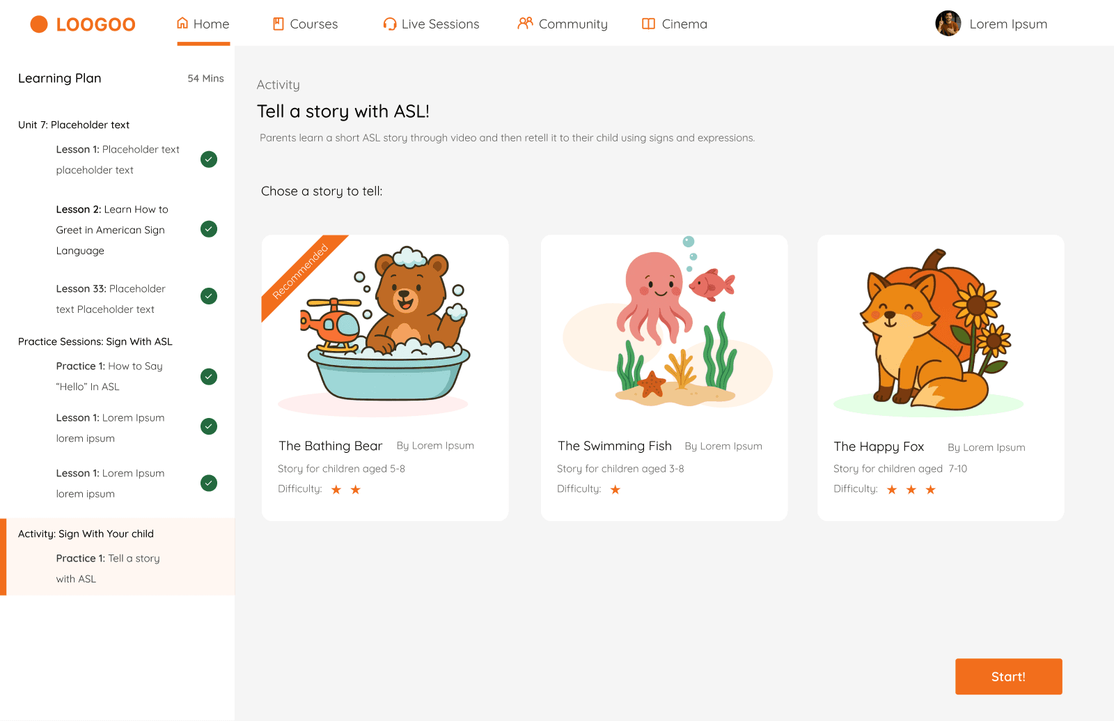 FamSigns parent and child storytelling activity