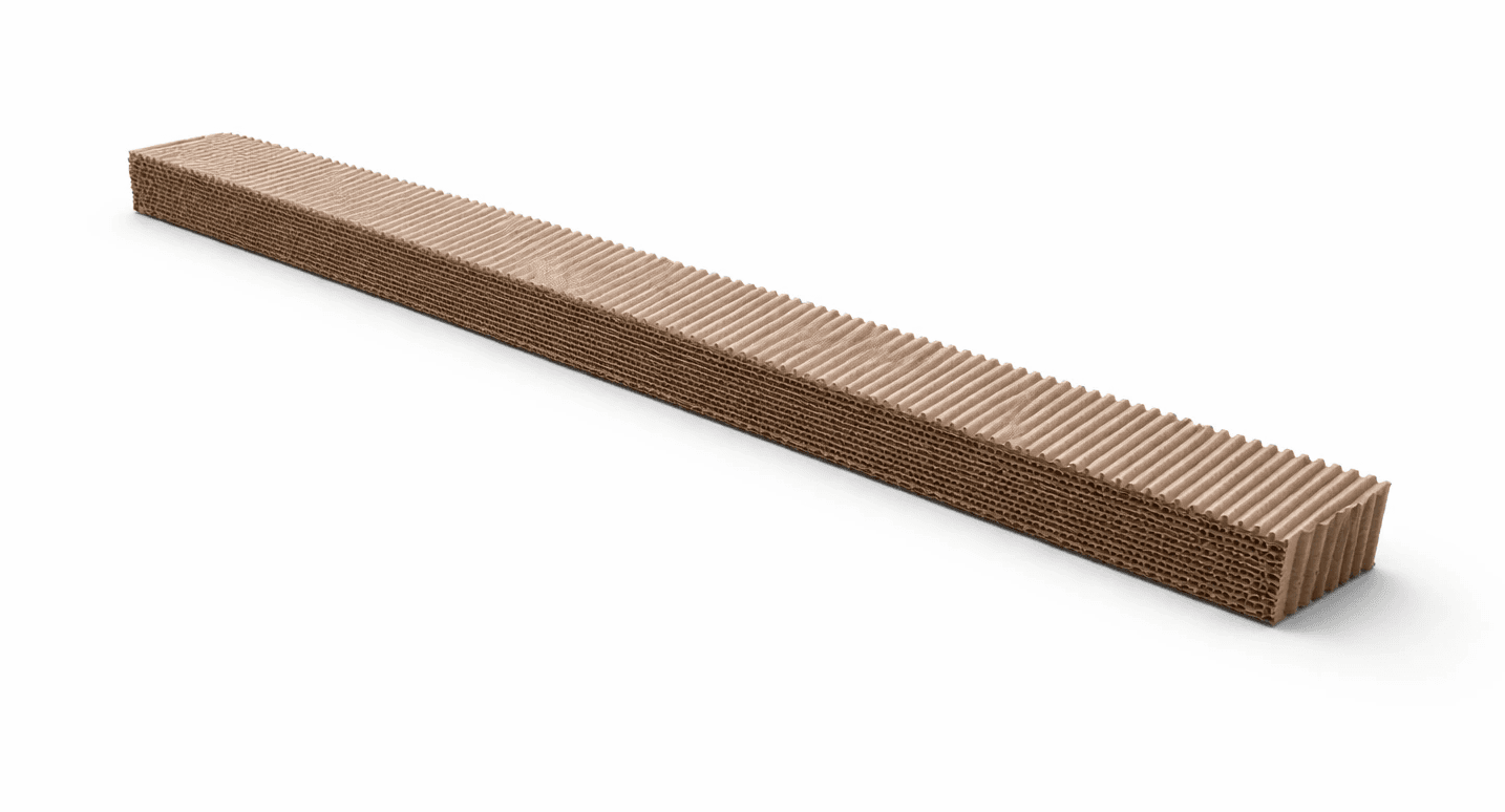 Water-resistant corrugated pallet block made from recyclable fibre, lightweight high-strength dunnage for heavy load support.