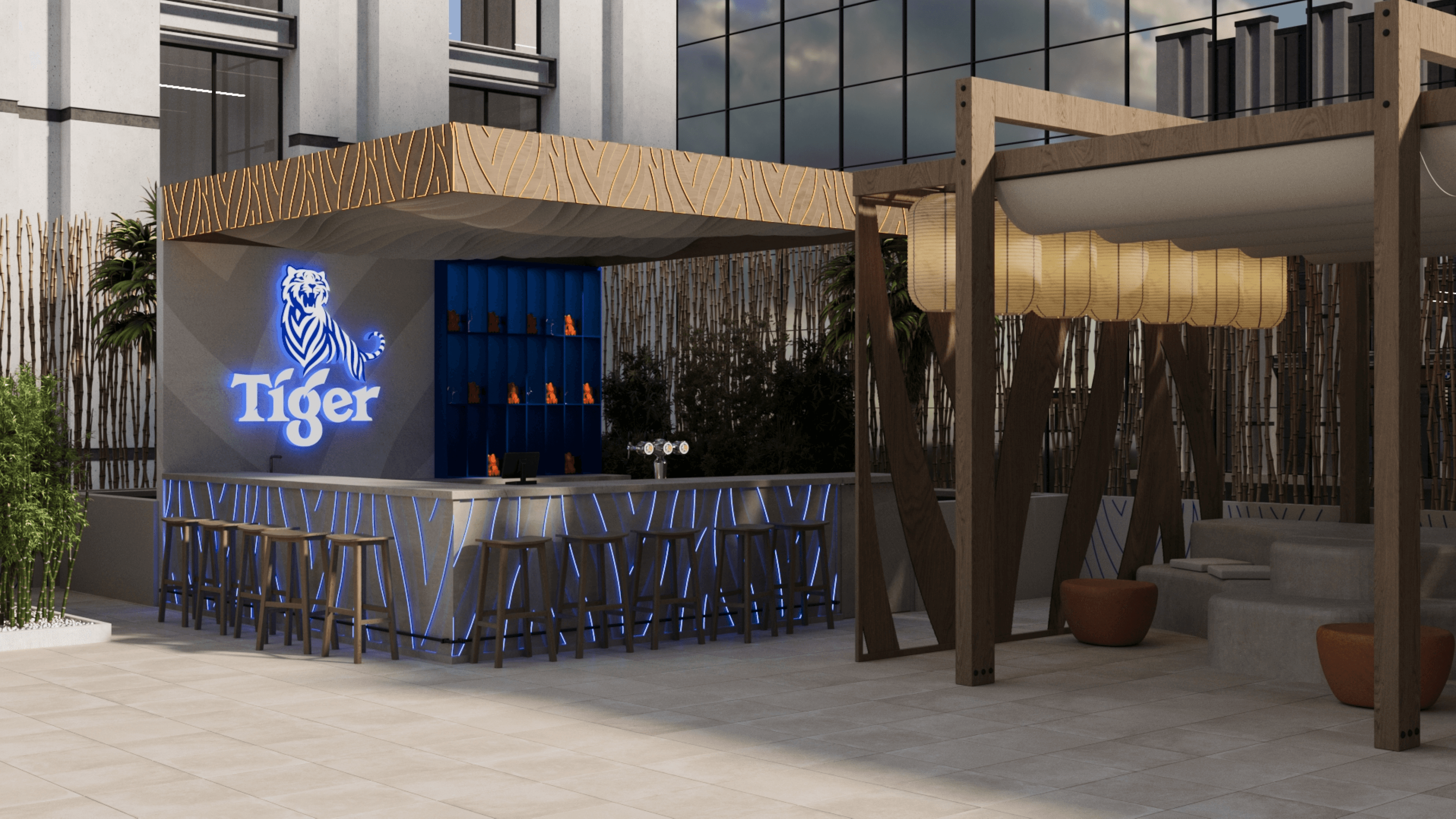 Second bar zone developed and implemented by our team as part of the Tiger offline brand experience