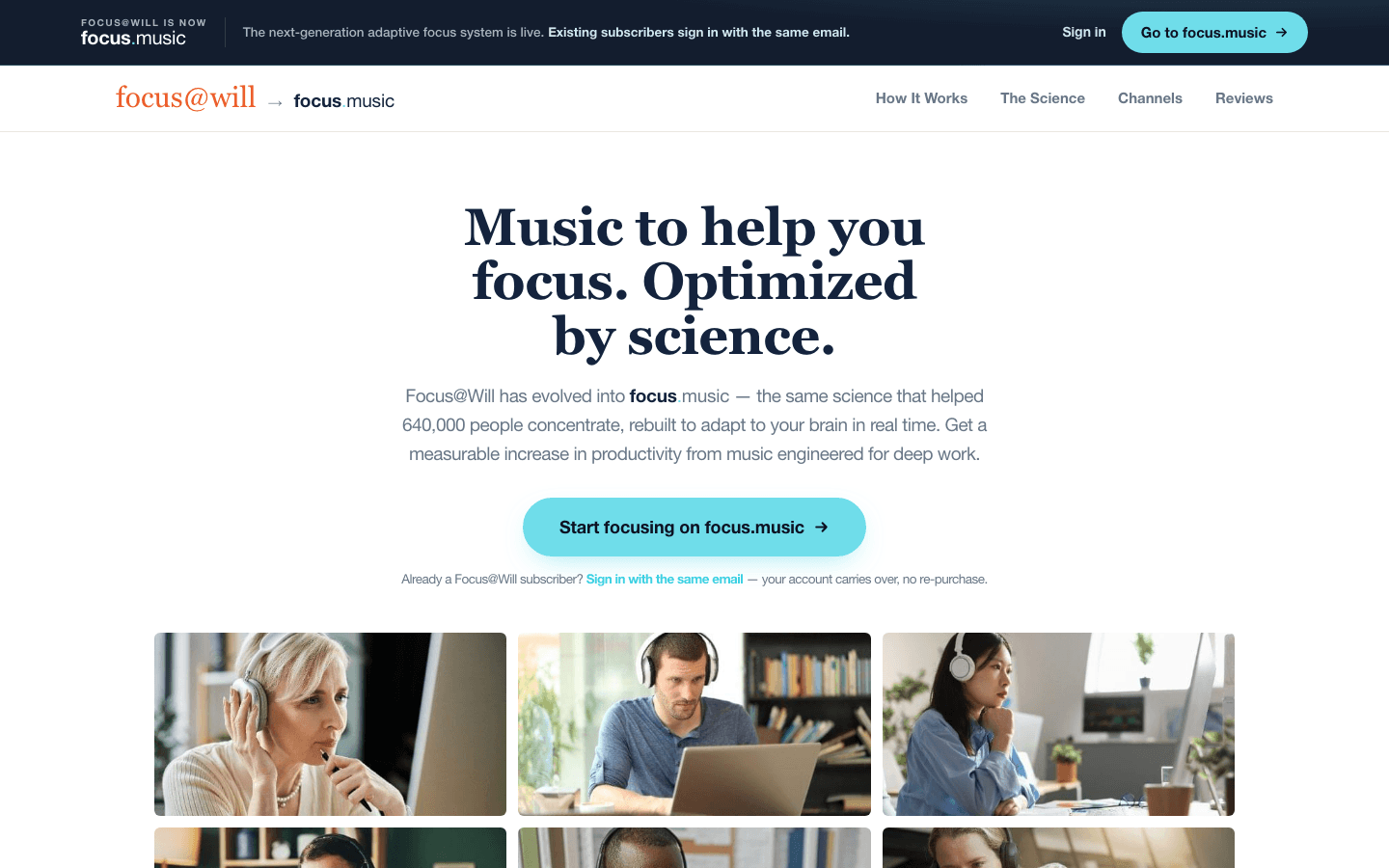 focus.music website screenshot