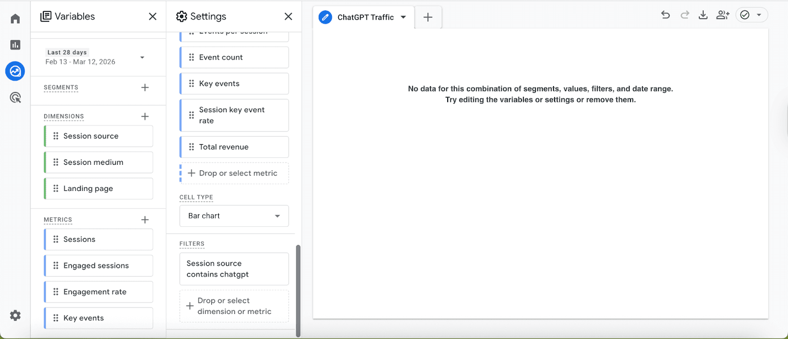 ChatGPT traffic tracking with custom report in GA4