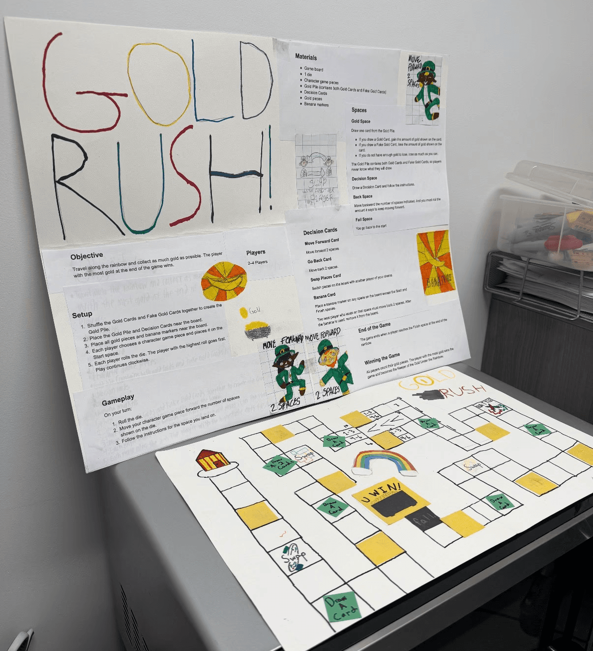 A handmade board game titled Gold Rush.
