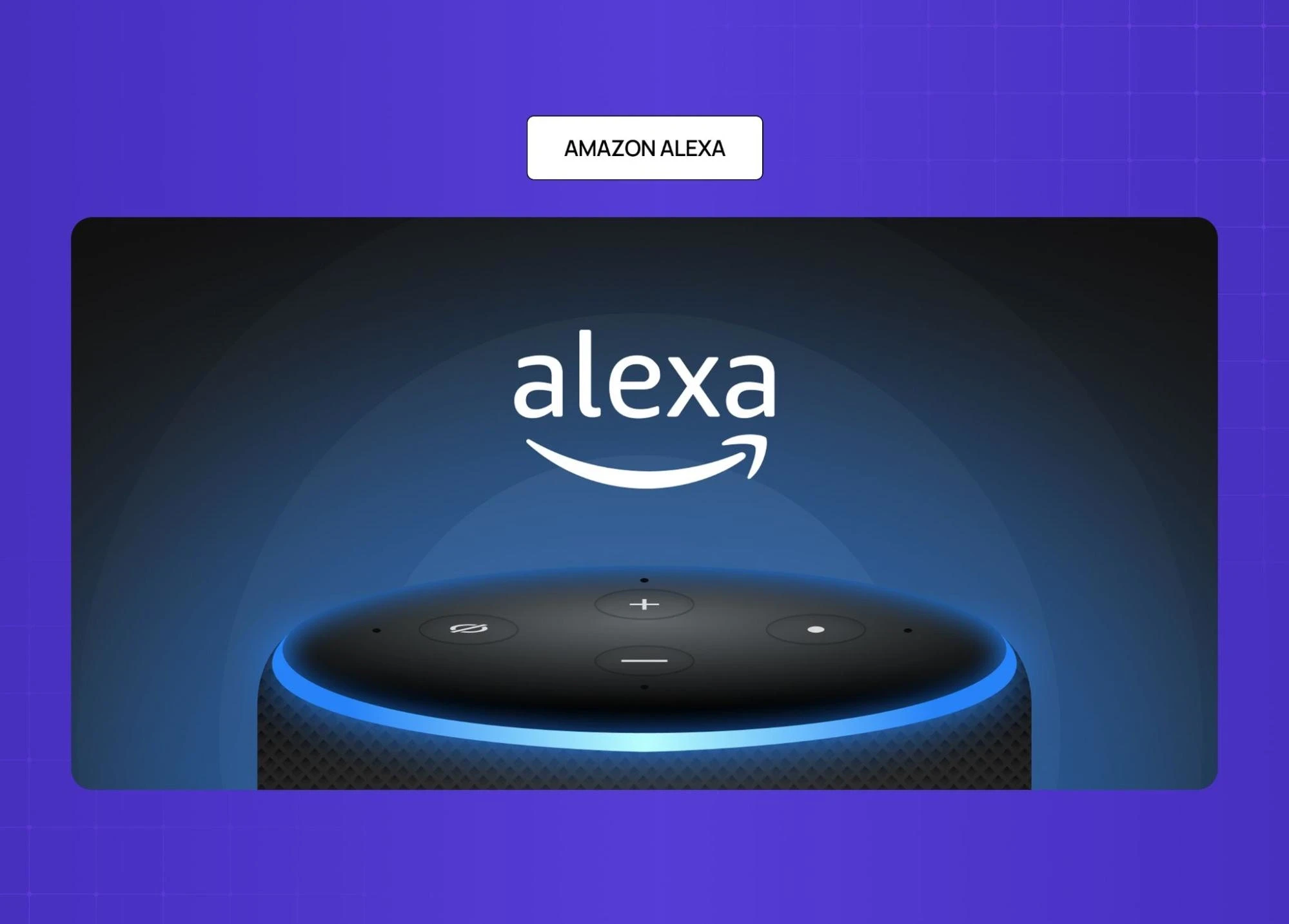 Amazon Alexa smart speaker with glowing light ring representing voice assistant activation. 