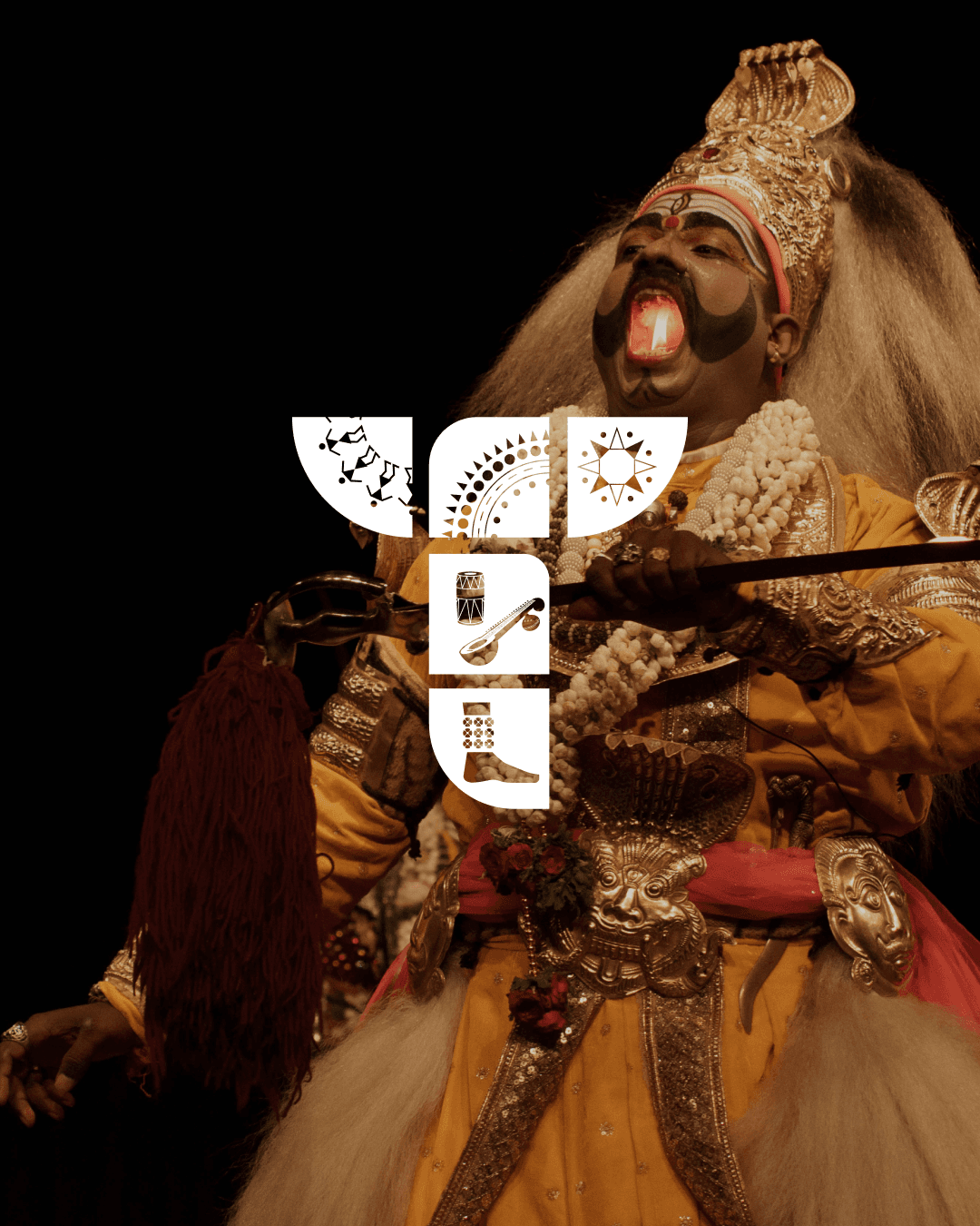 Tvarita’s complete modular T mark over a traditional theatre performer.