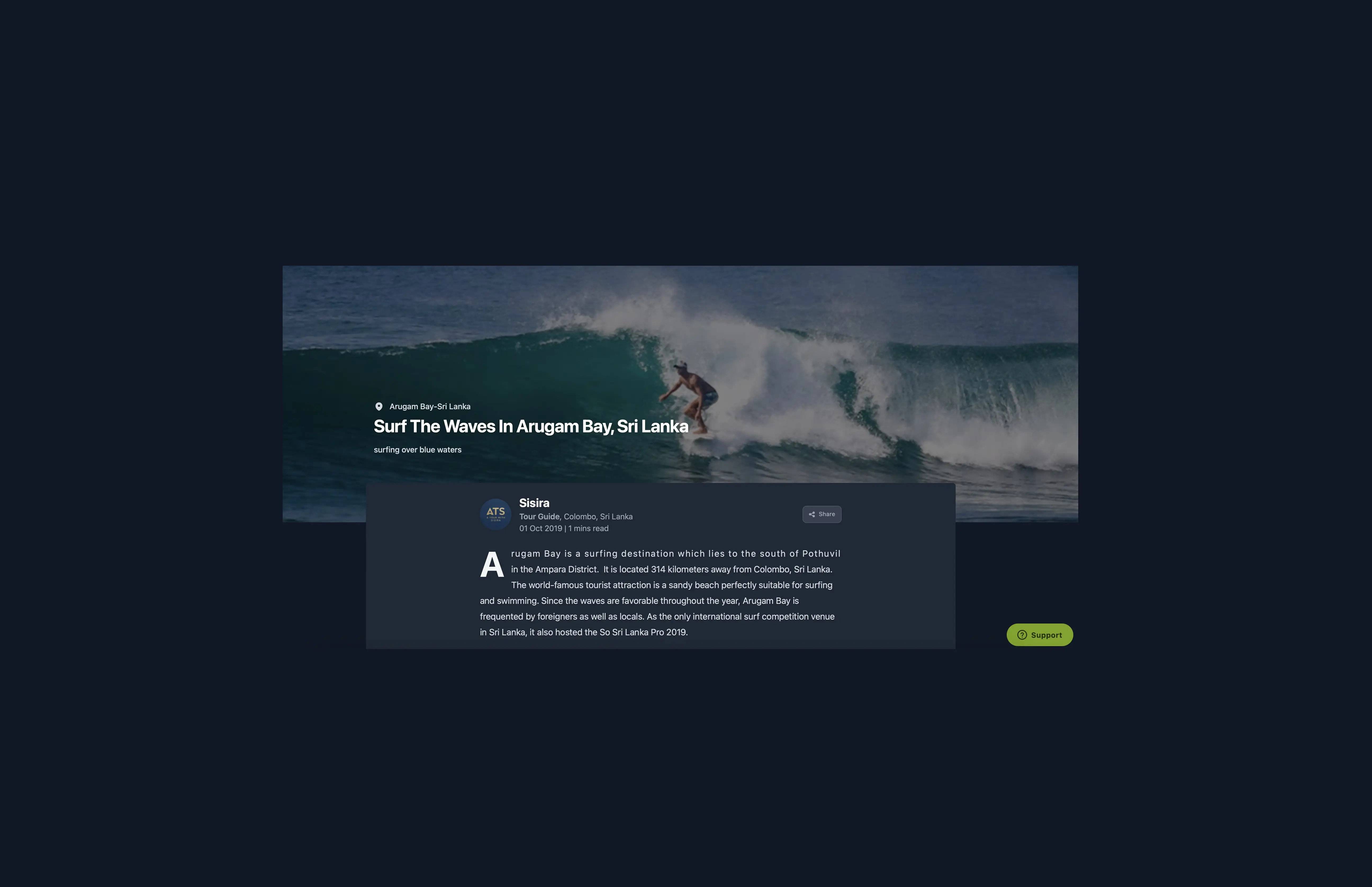 Surfer riding a green wave at Arugam Bay Sri Lanka — the cheapest surf destination on earth ranked in satoshis at 38,285 sats per surf trip day, BTC weight audit May 2026.