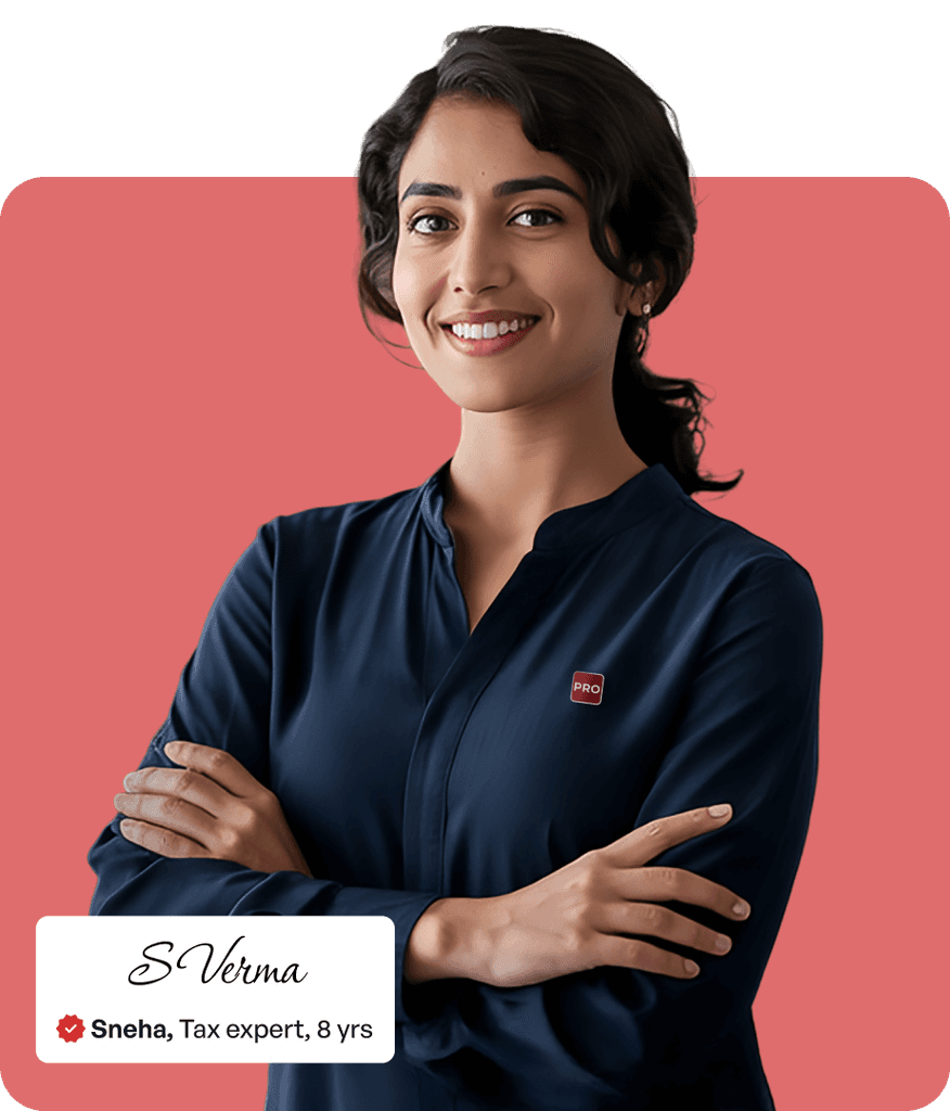 A Tax expert standing with a name tag “S. Verma, Tax expert since 5 years"