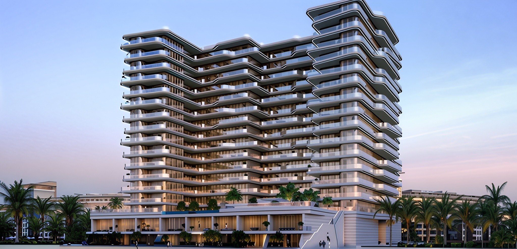 A modern apartment building named The Aster, featuring sleek lines and contemporary design elements.