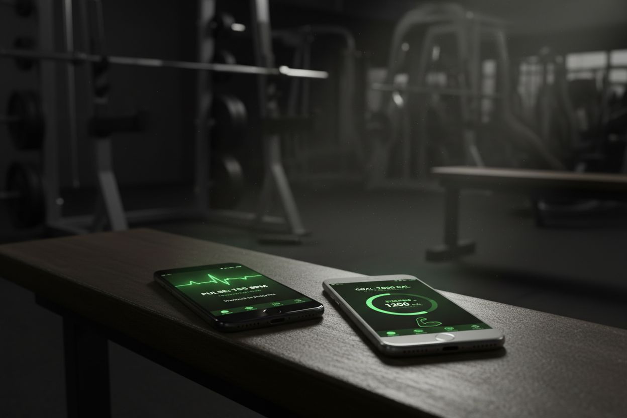 Phones showing two fitness apps side by side