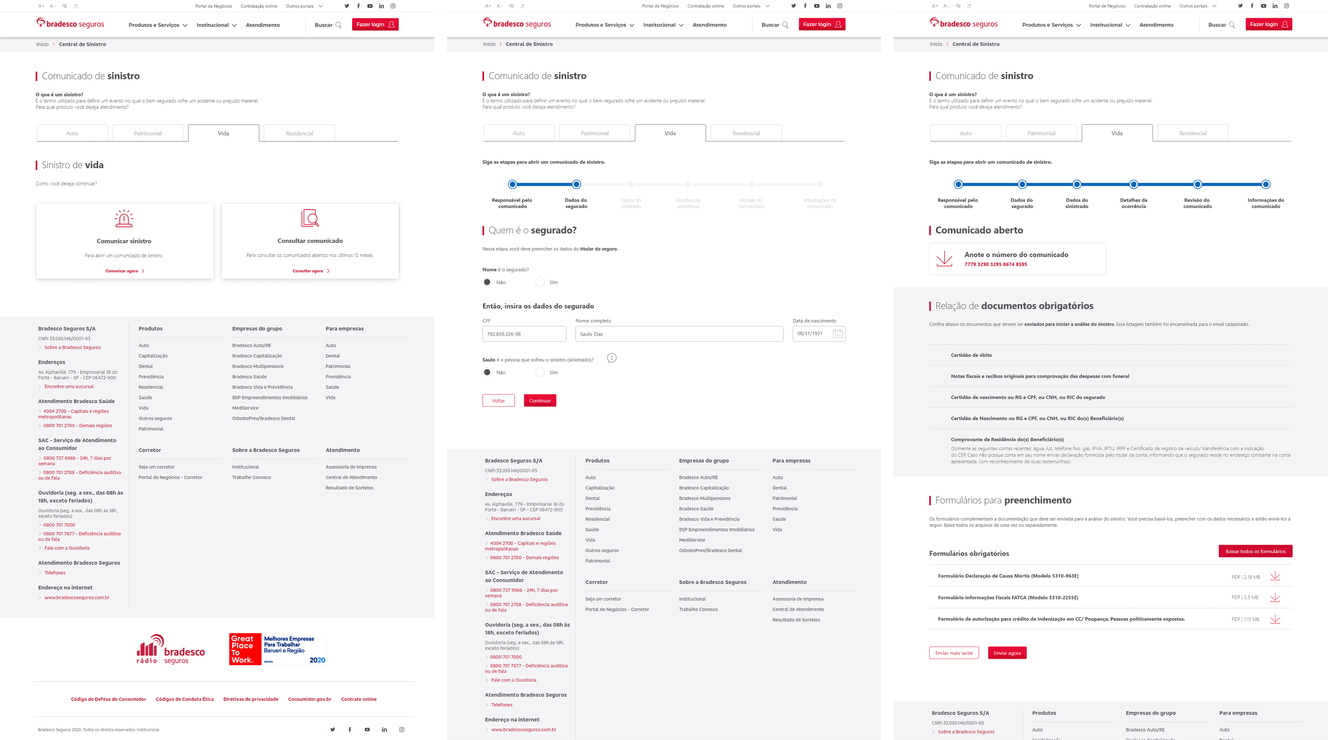 Bradesco Seguros - claims flow