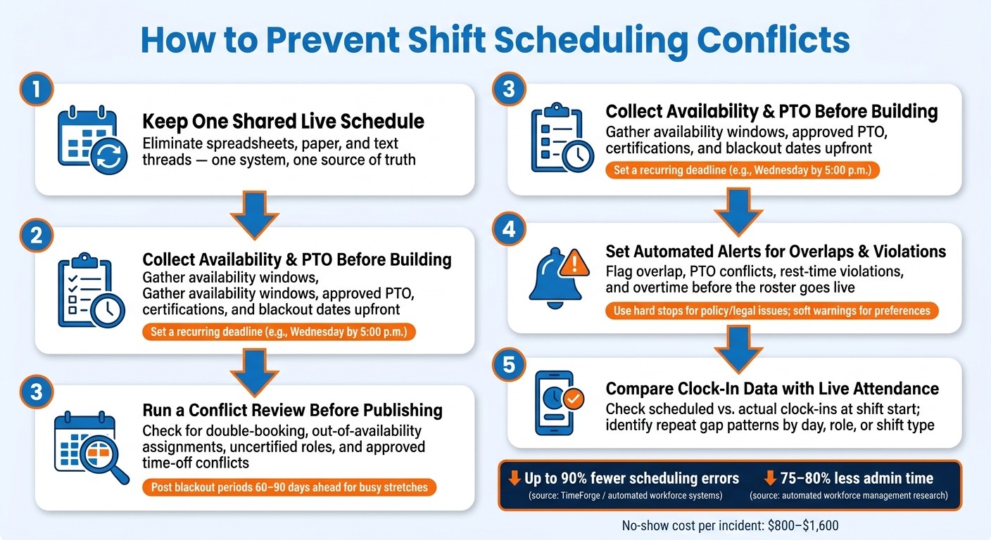 How to Prevent Shift Overlaps: 5-Step Scheduling Conflict Prevention Workflow