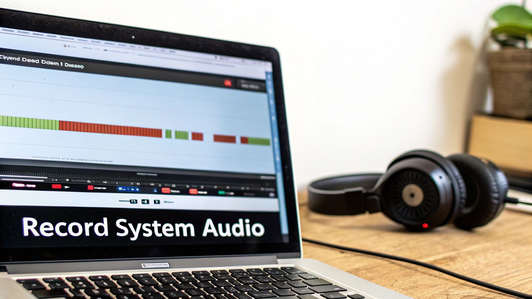 Woman recording audio on her Mac computer