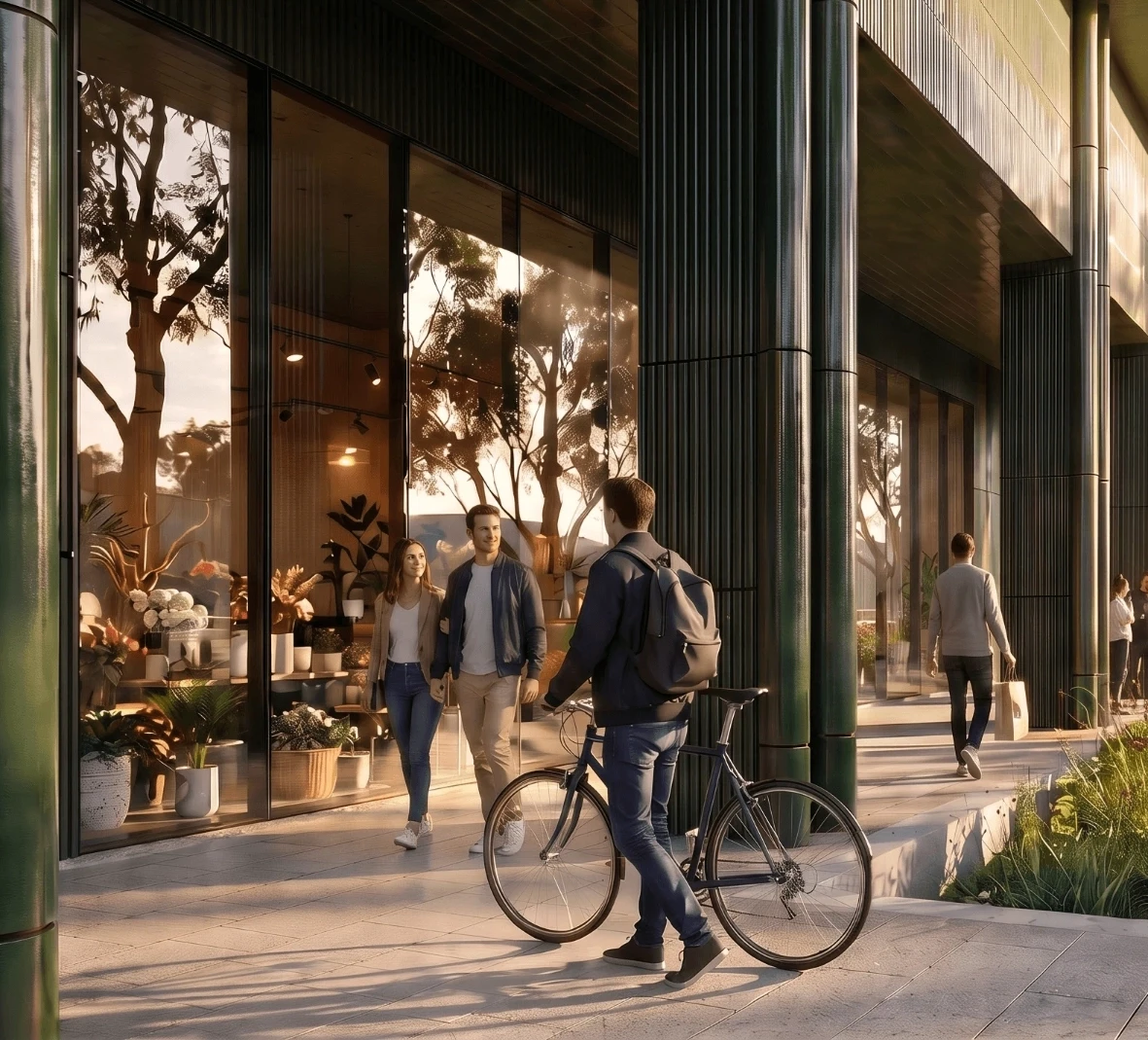 A set of retail stores in a residential building. Visualisation.