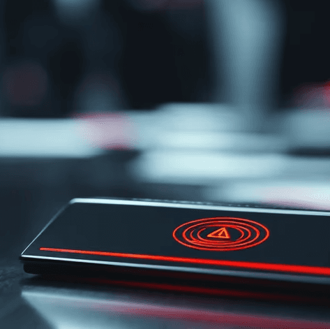 a warning icon on a screen