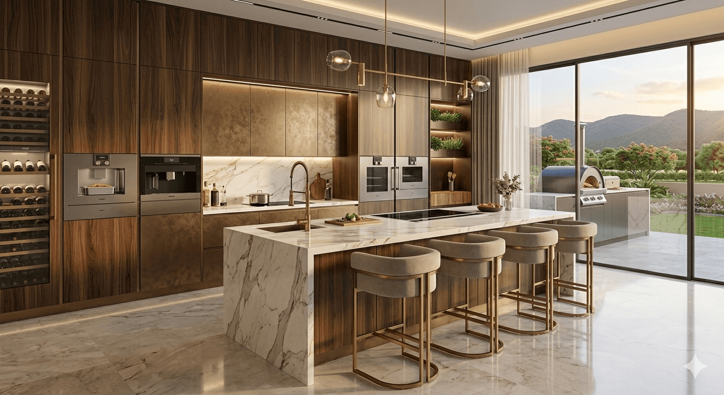 Modern modular kitchen design in low-rise apartments Sector 79B