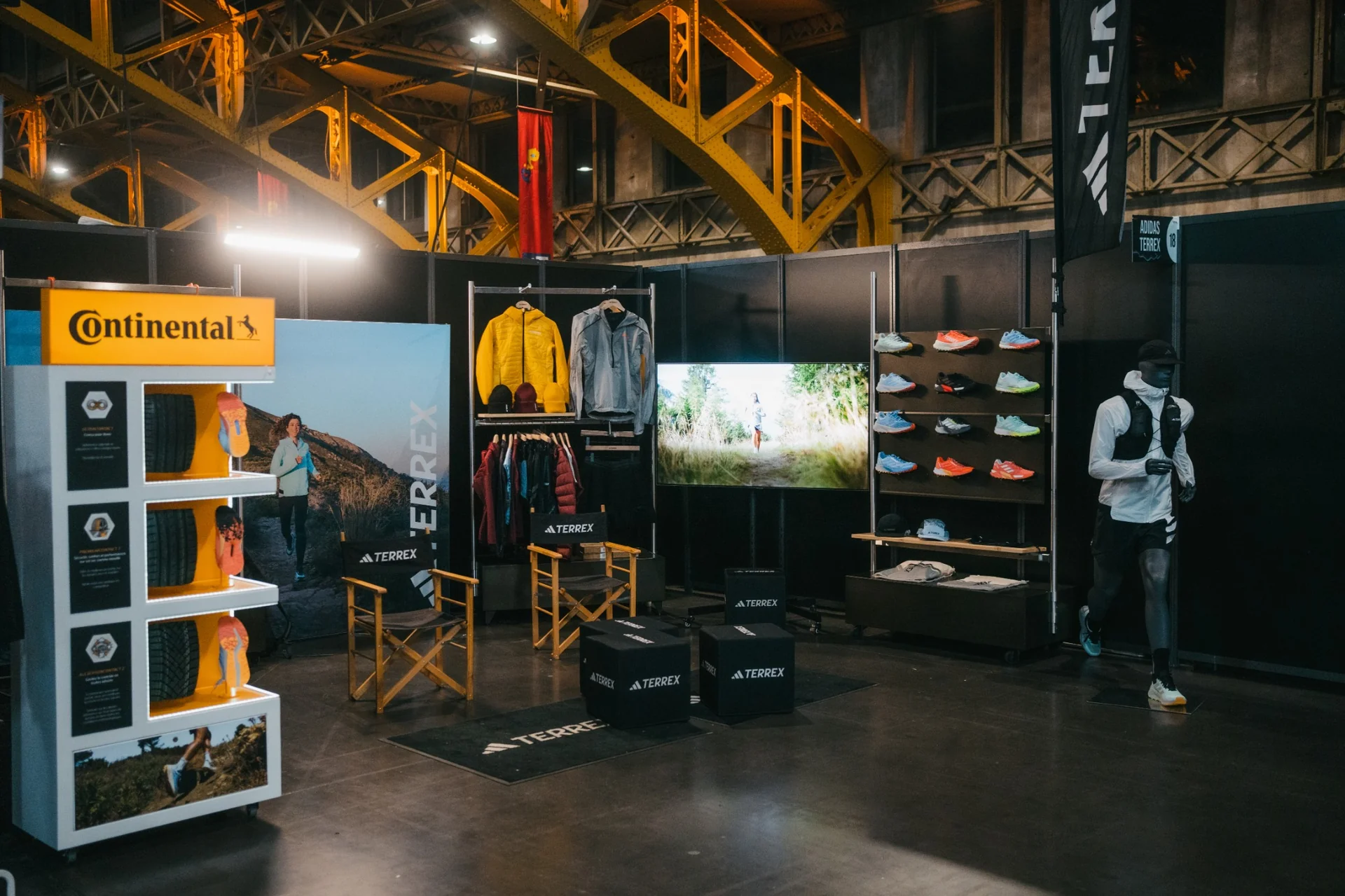 Continental and Adidas Terrex booth at the SaintéLyon event showcasing trail shoes and gear