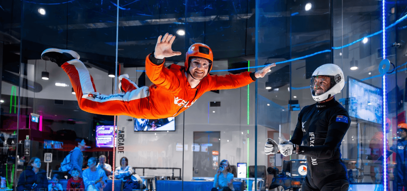 Man with surfing with paddle