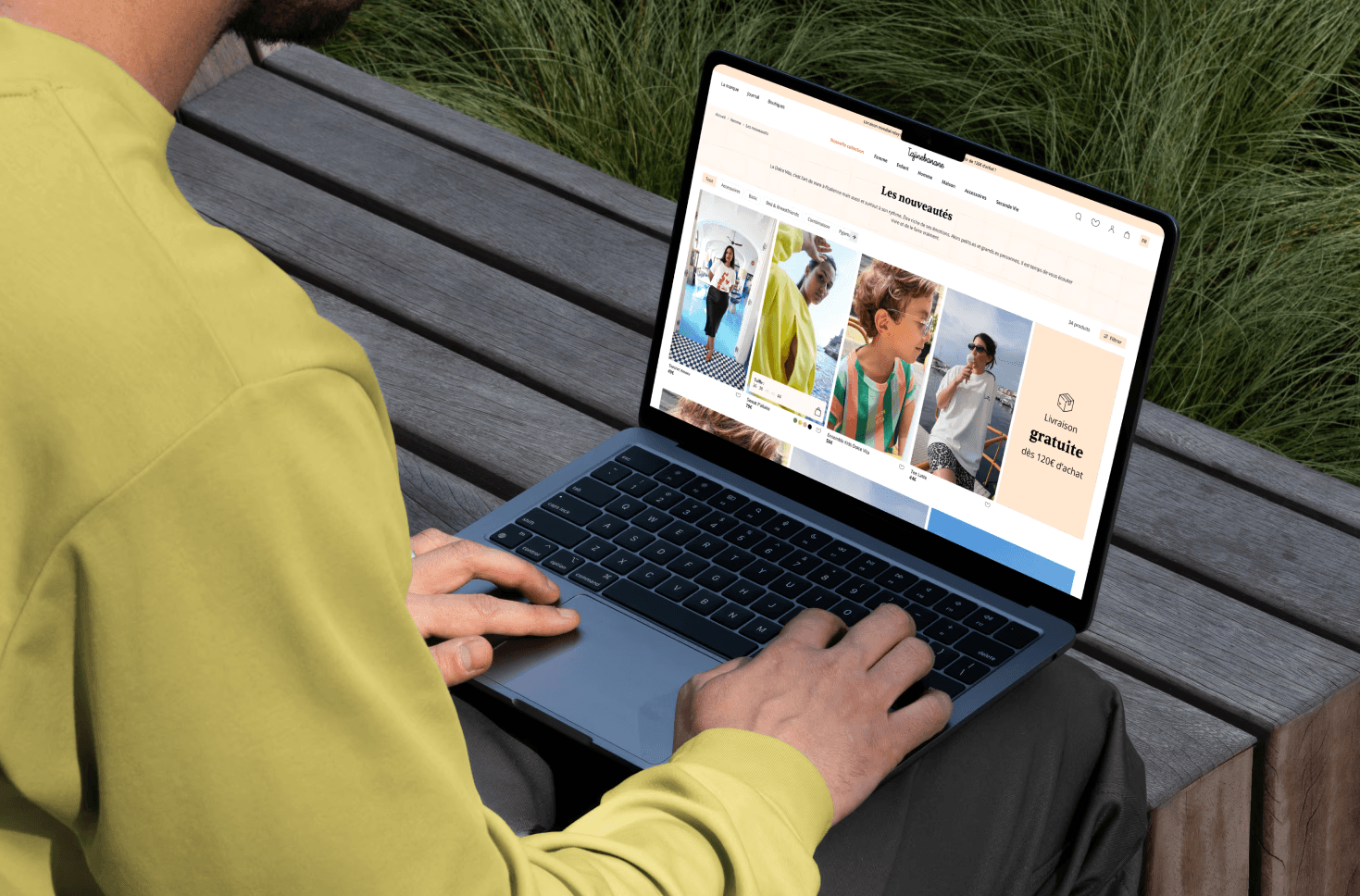 mockup of a men on macbook