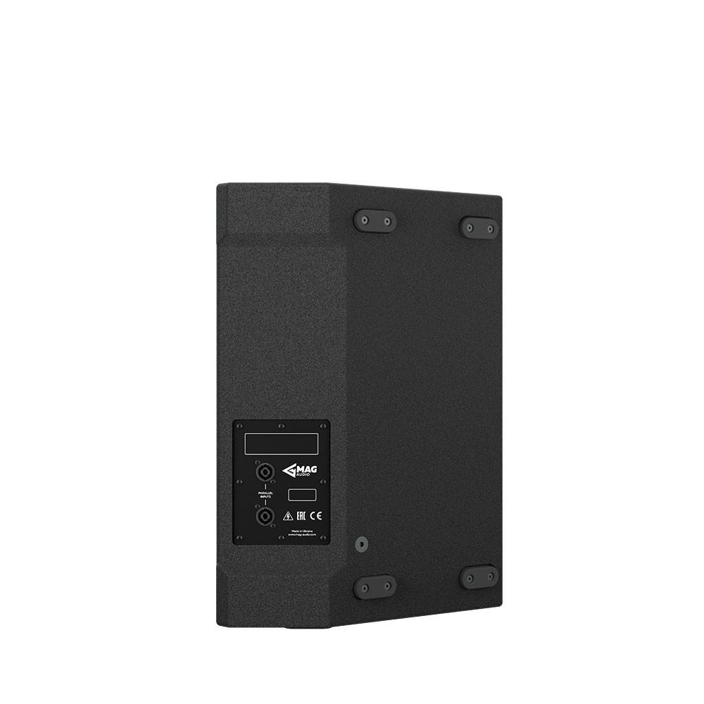 Black speaker with MAG AUDIO logo and connectors.