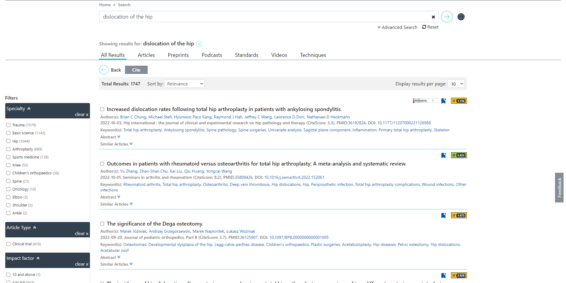 Simple Search of OrthoSearch
