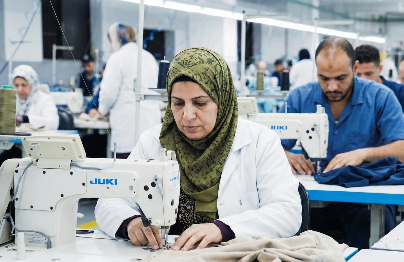 Garment production line in a textile factory.