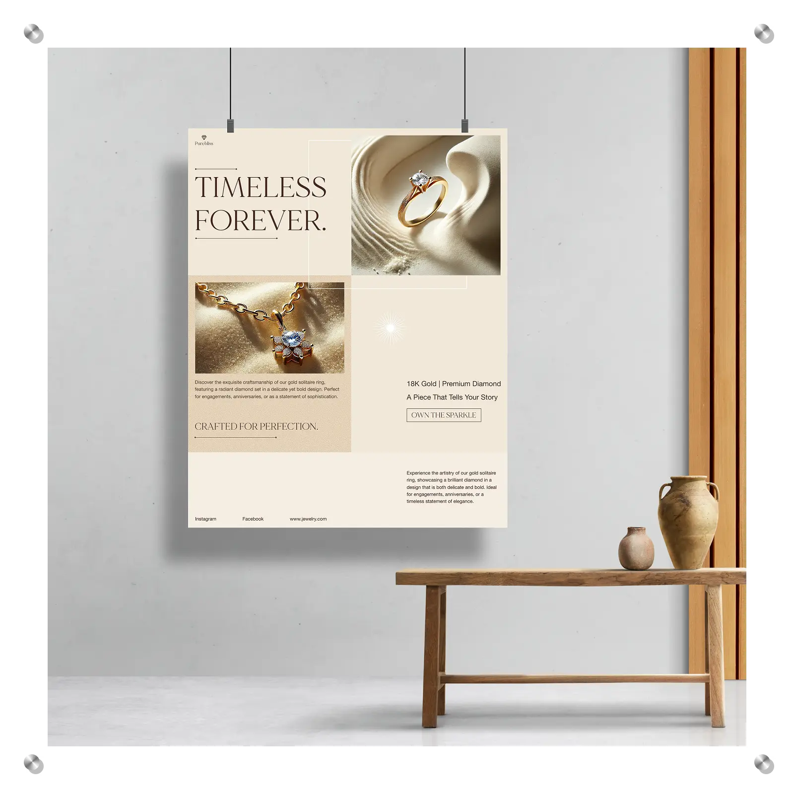 Luxury jewelry graphic design poster showcasing visual branding.