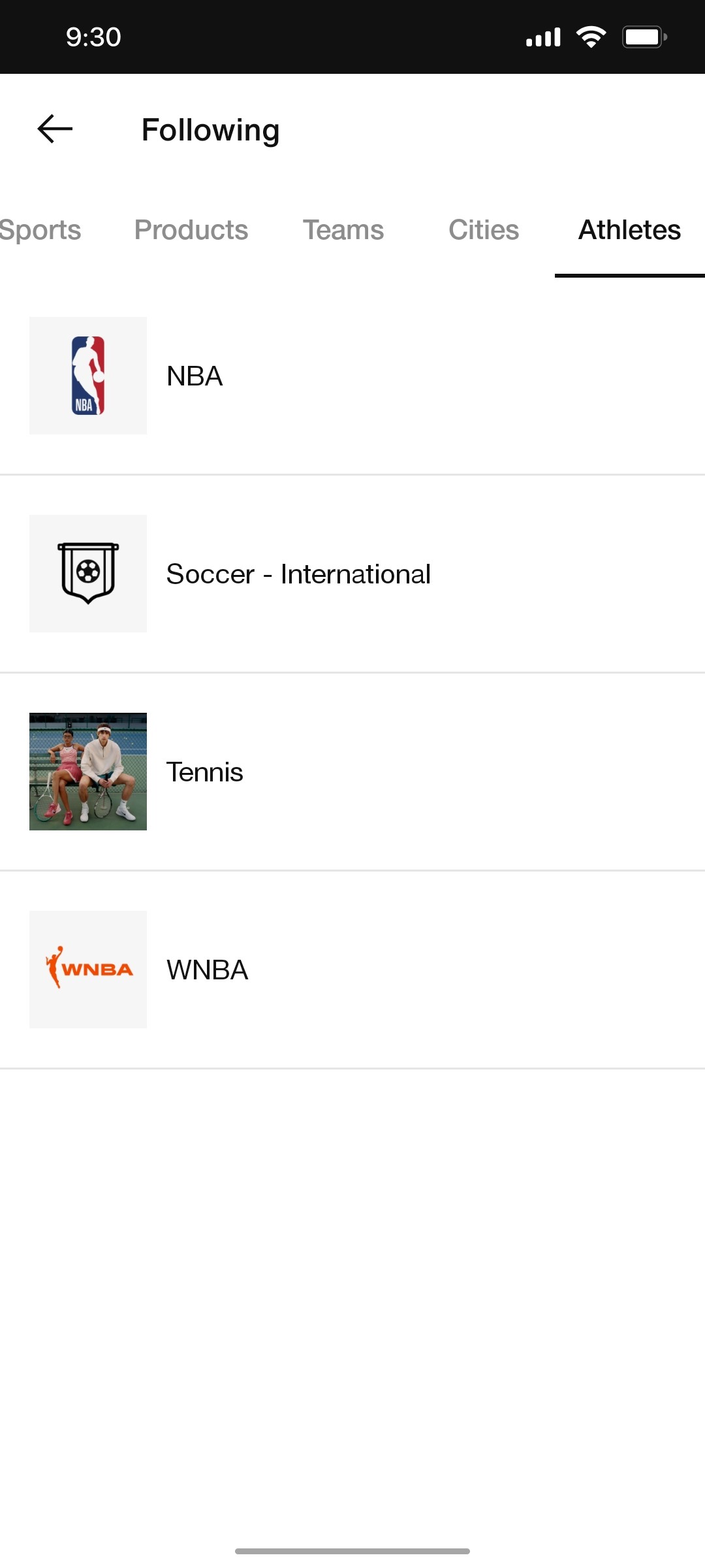 Nike App Athletes Screen