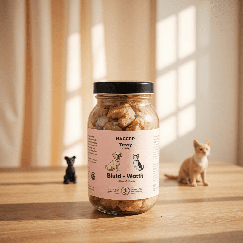 product photography of a jar of pet supplements