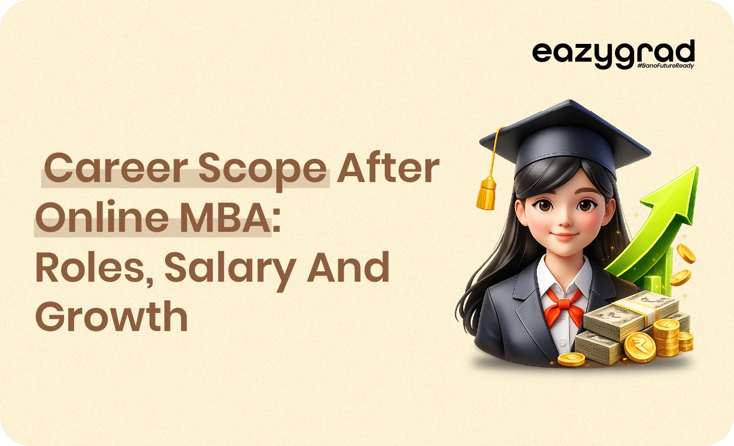Image for career scope after online mba in India, Roles salary and growth