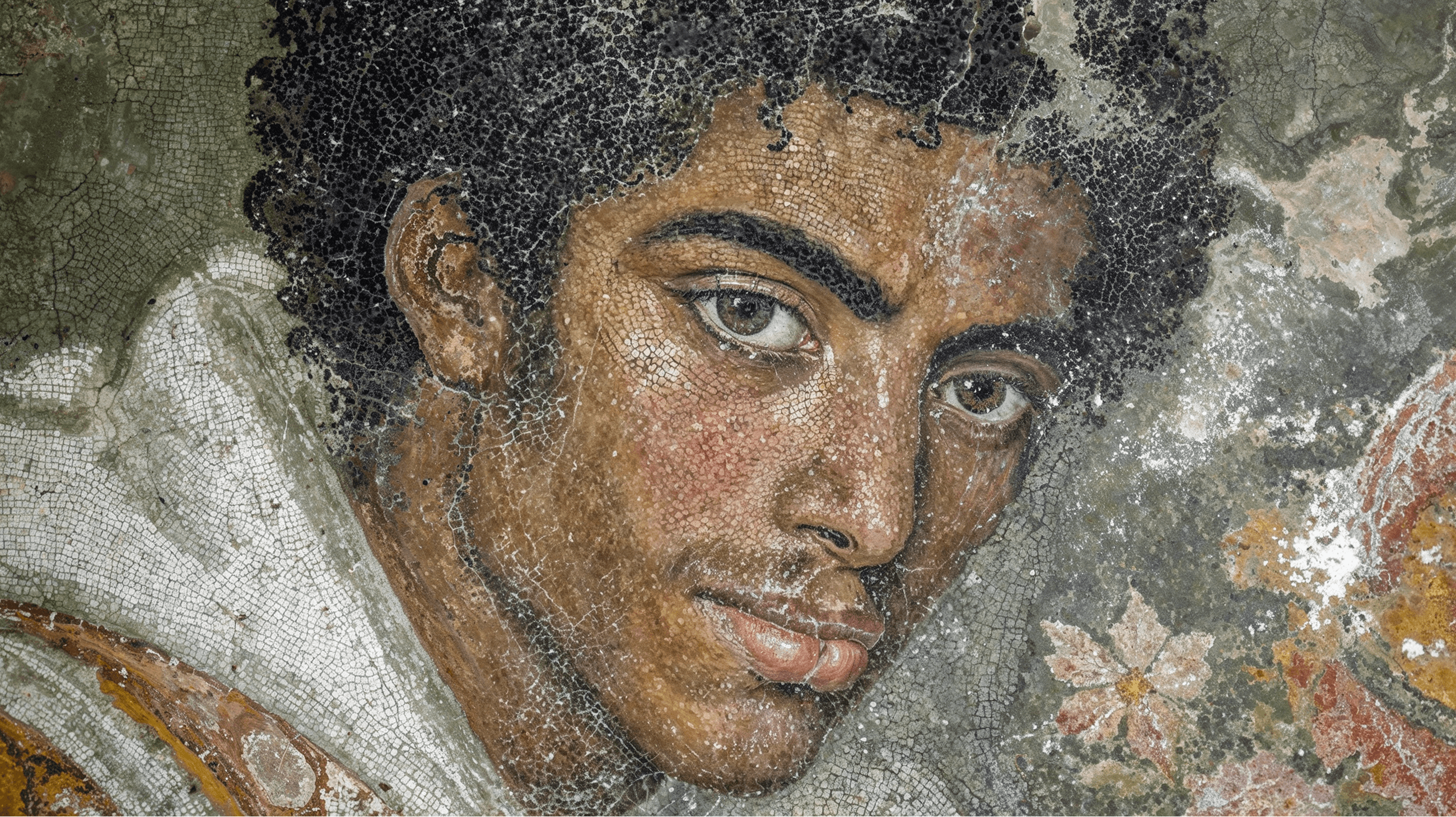 Hellenistic mosaic portrait of a young person, used as decorative hero image.