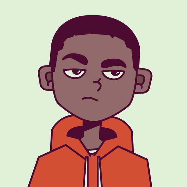 A close-up of a hand wearing multiple decorative rings against a blue background.