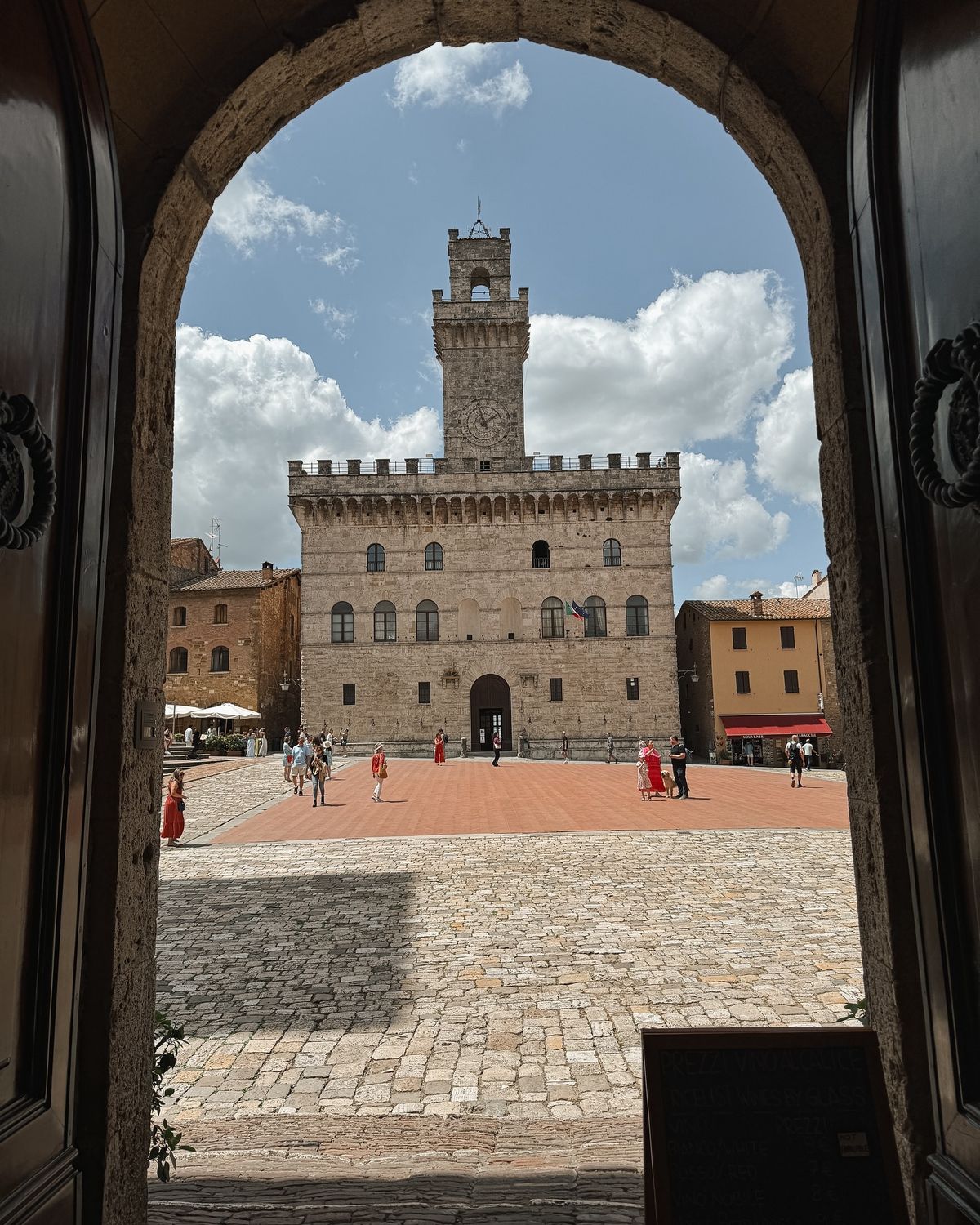 Piazza Grande in Montepulciano with Palazzo Comunale and Renaissance architecture, Tuscany