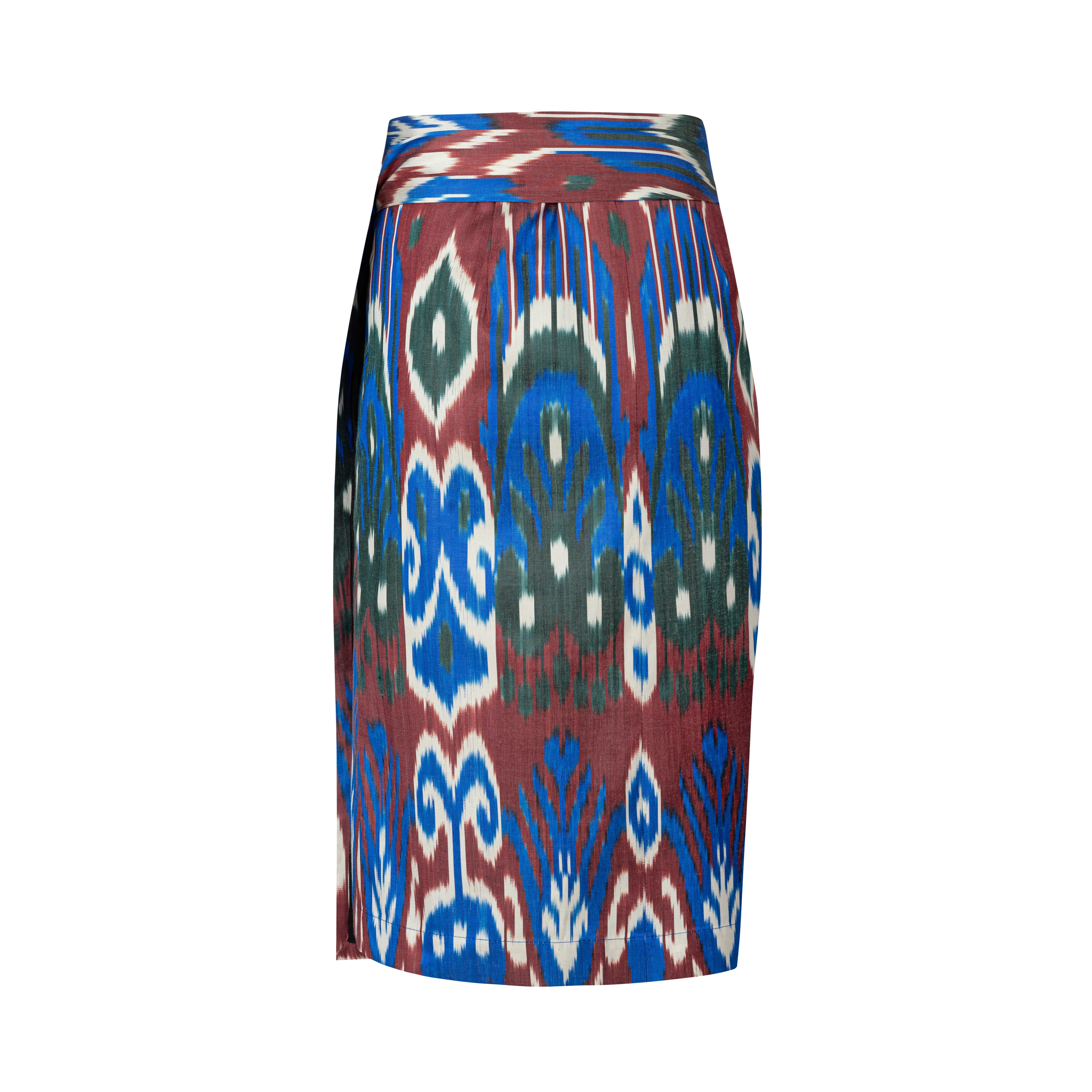 a striped skirt in pink and red tones