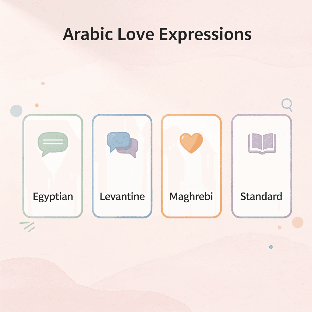 Infographic showing different Arabic dialect expressions for I love you