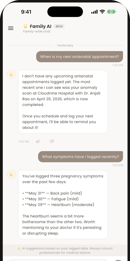 Family AI chat screen
