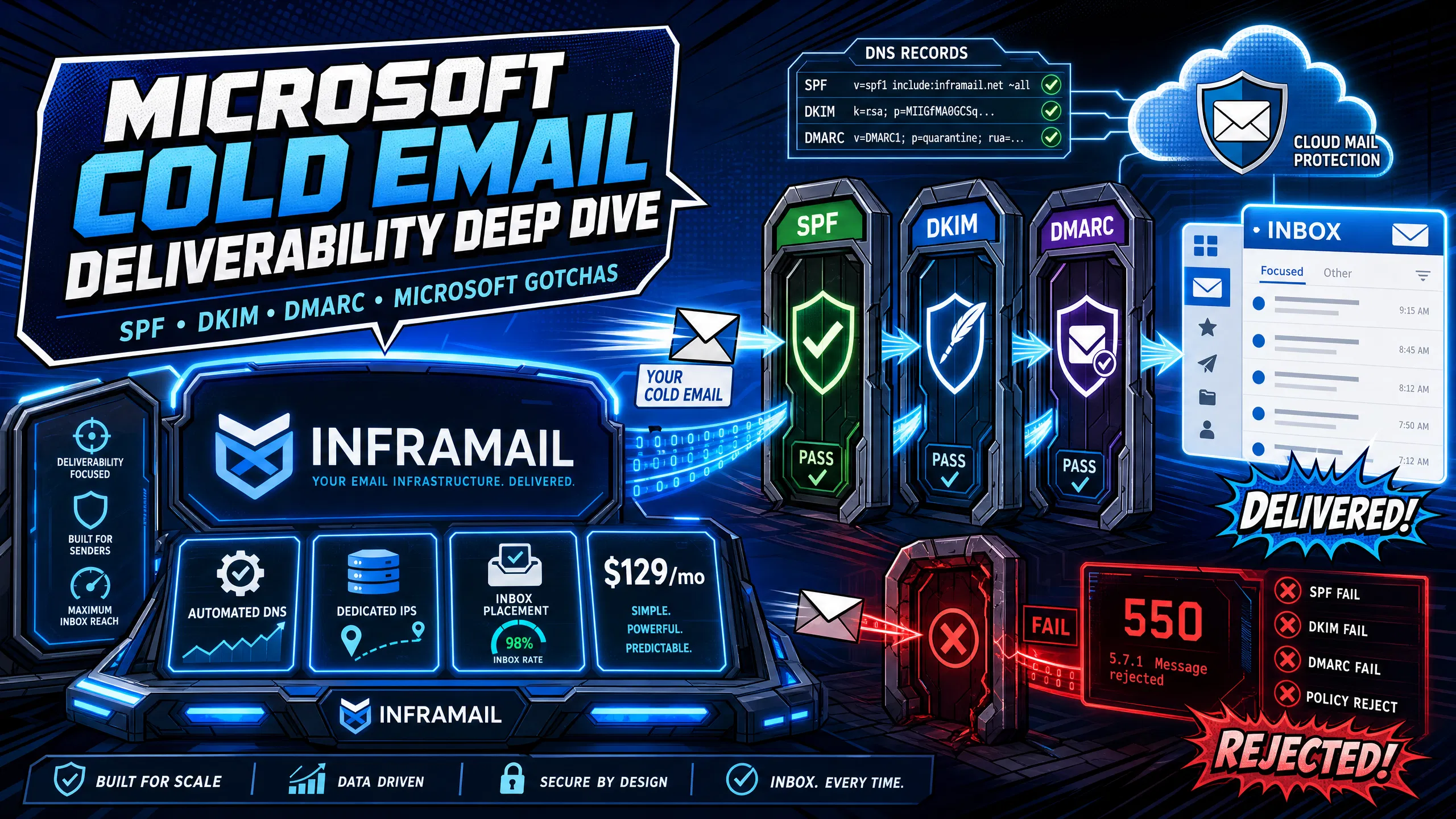 Microsoft Cold Email Deliverability Deep Dive: SPF, DKIM, DMARC & Microsoft-Specific Gotchas