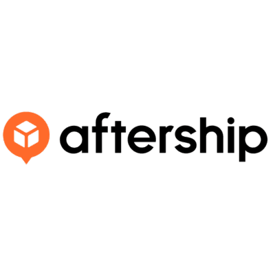 Logo of Aftership featuring the brand name in black and an orange circle design element.