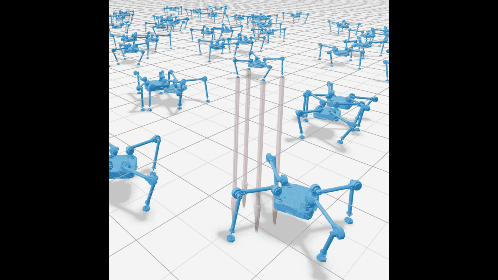 Training multiple robots at the same time in simulation. Source: Diden Robotics website