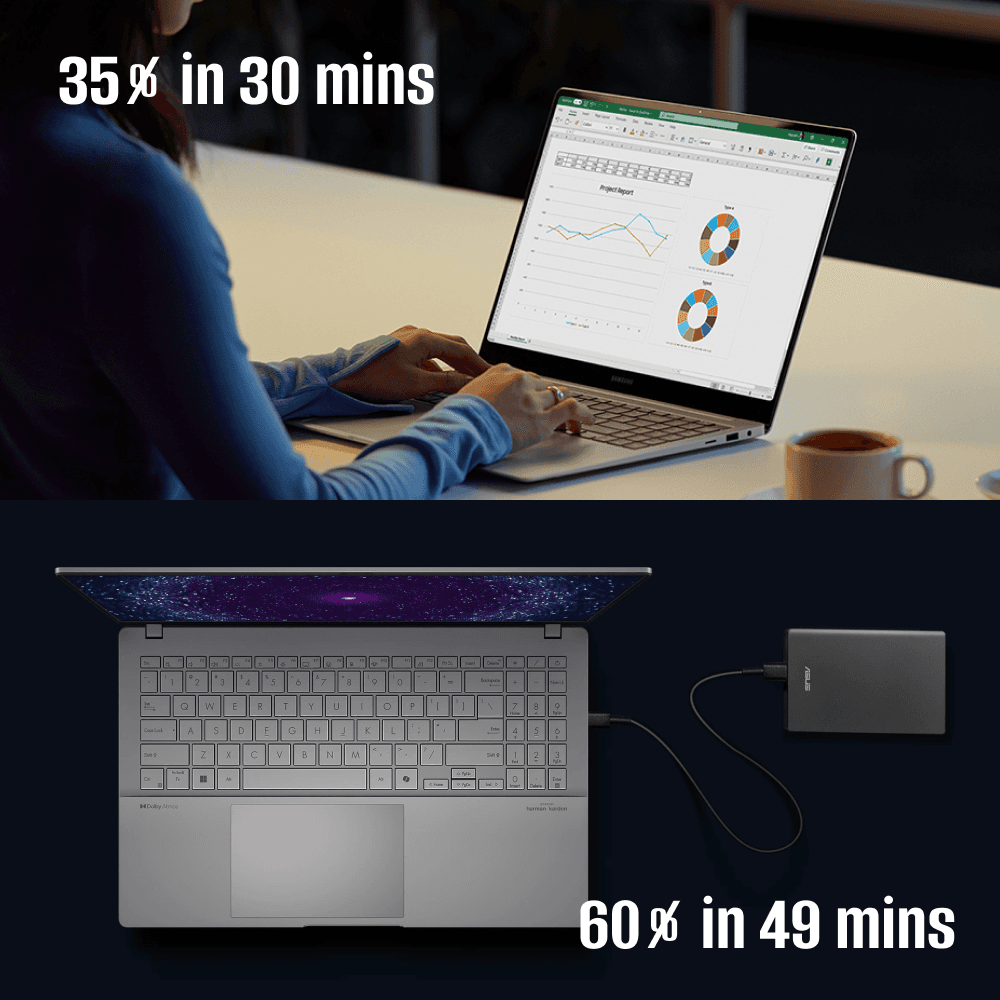 Battery life of ASUS Vivobook S15 vs. Galaxy Book 4 Pro