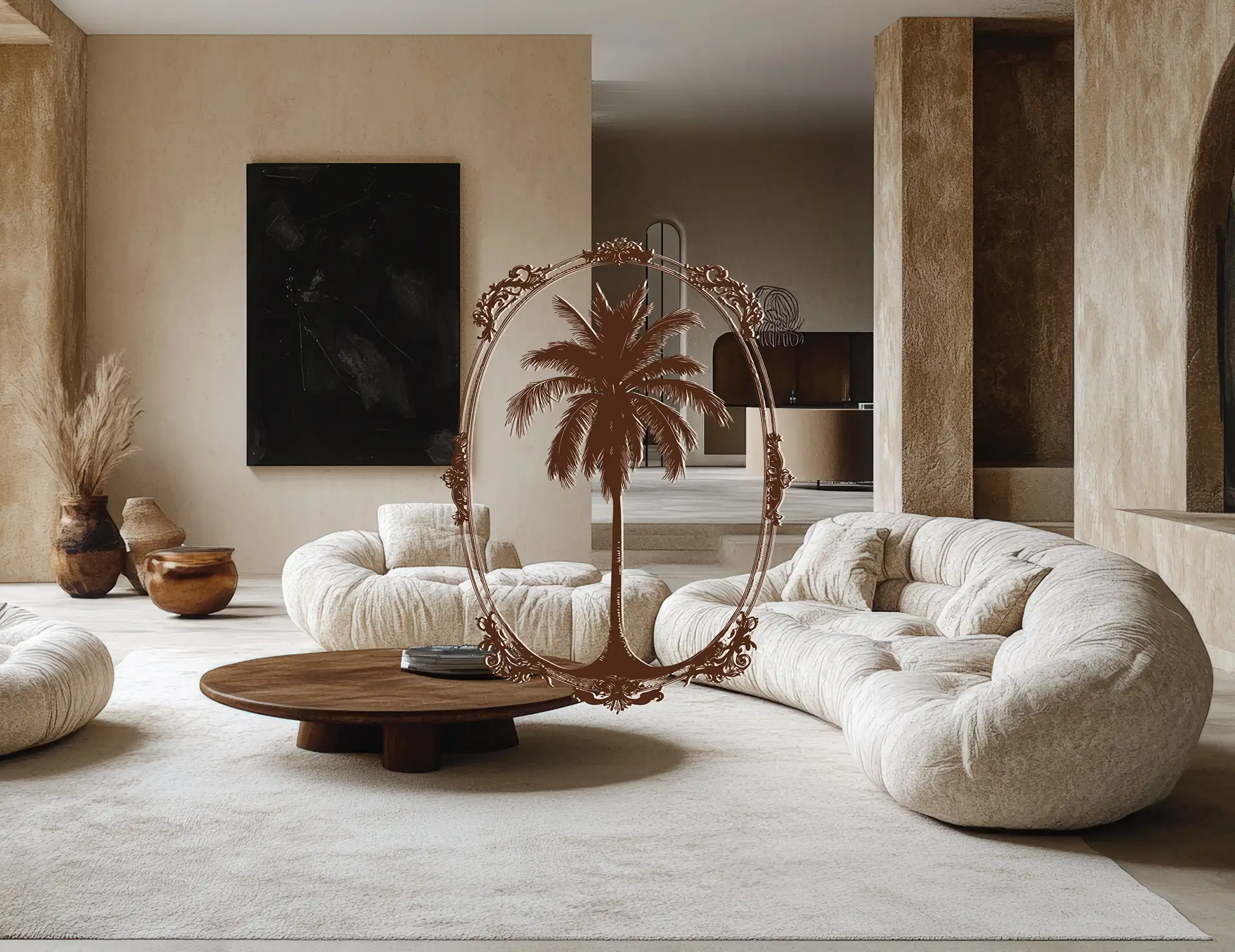 Eterna Studio interior design brand logo applied to luxury residential living room project