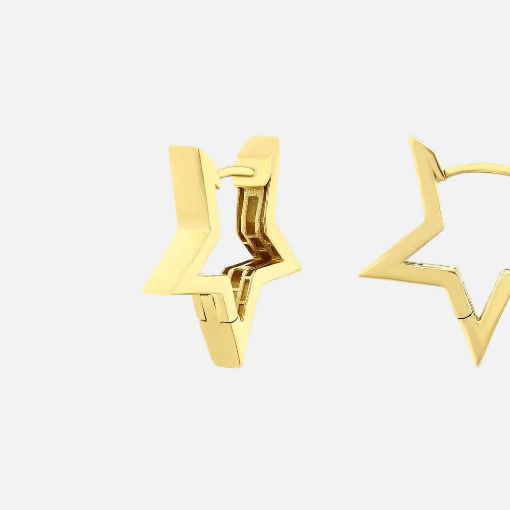 Assos Pırlanta 14 Ayar Yıldız Formlu Şık Altın Tasarım Küpe