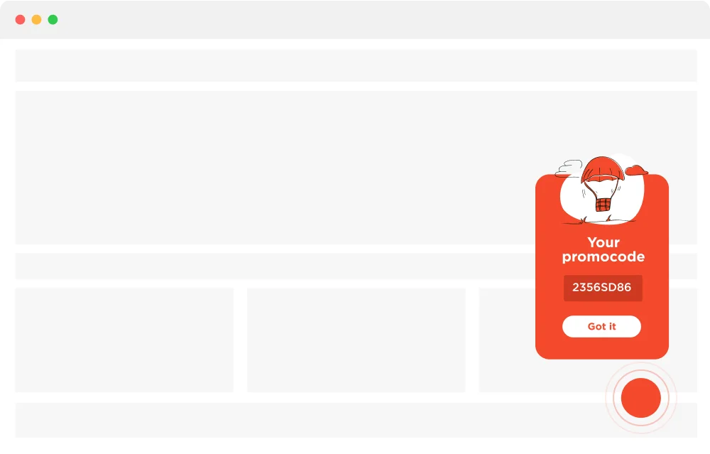 Click trigger mechanic visualization, where a user clicks a specific page element and sees a popup