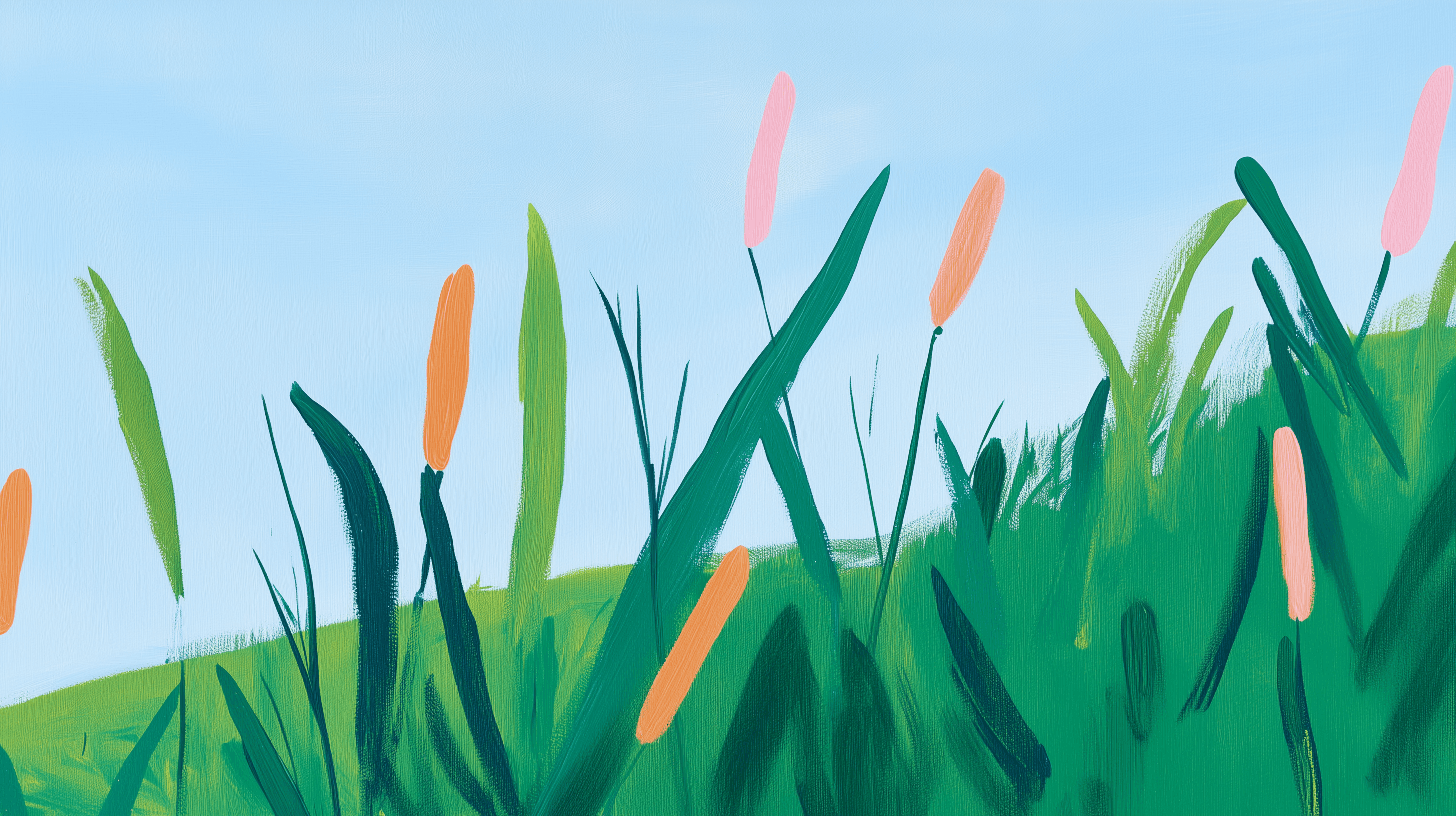 Illustrasjon av siv og gress en sommerdag