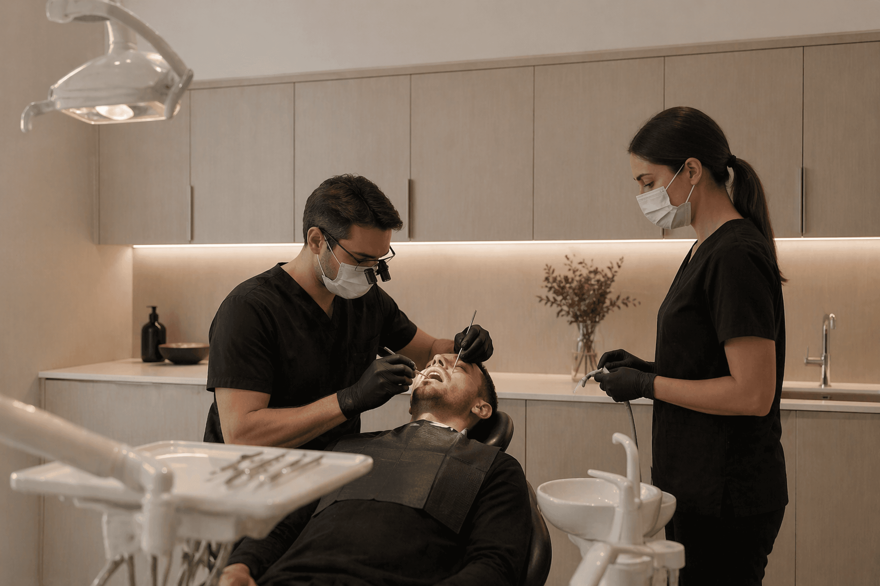Dentists working