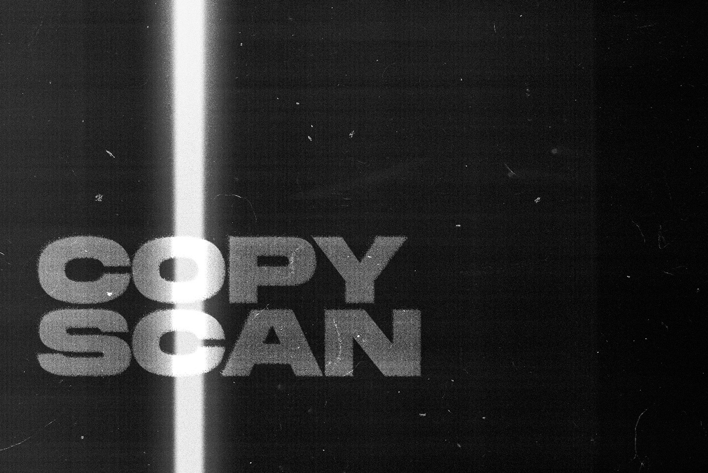 Copy scan texture showing a bright light streak and grainy photocopy noise on black