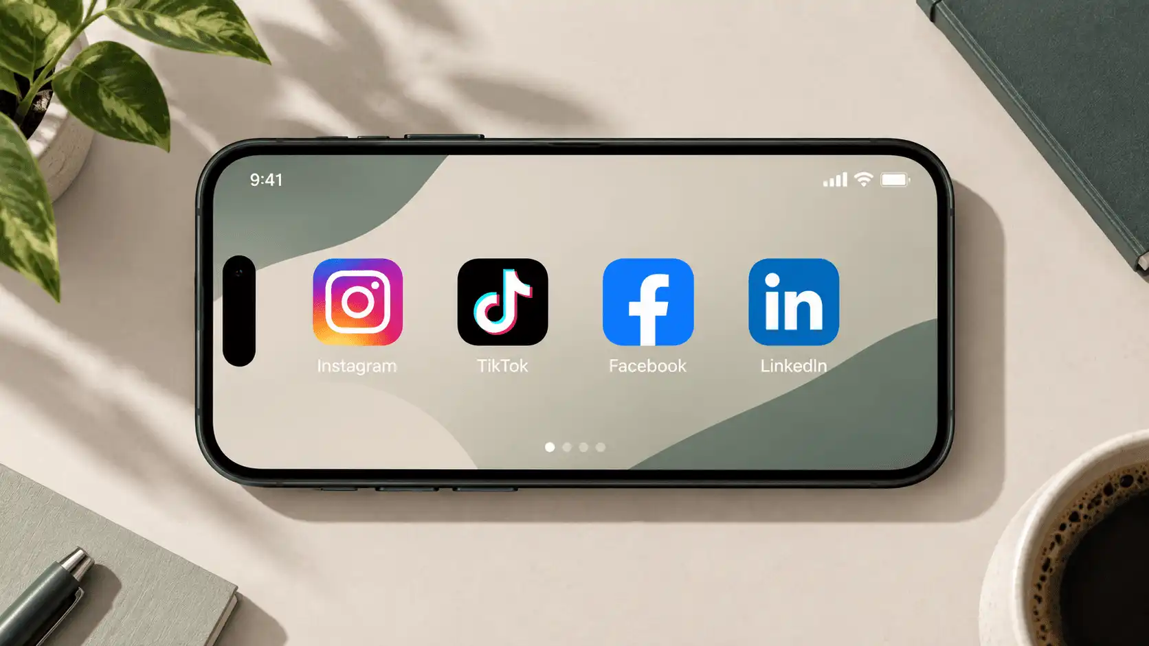 Mobile phone with social media apps