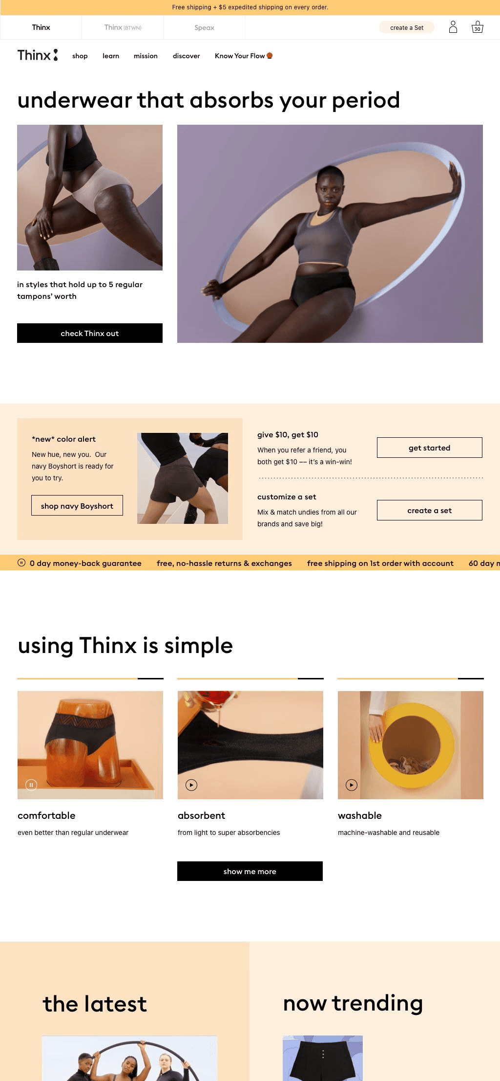 Revised Desktop Thinx Homepage