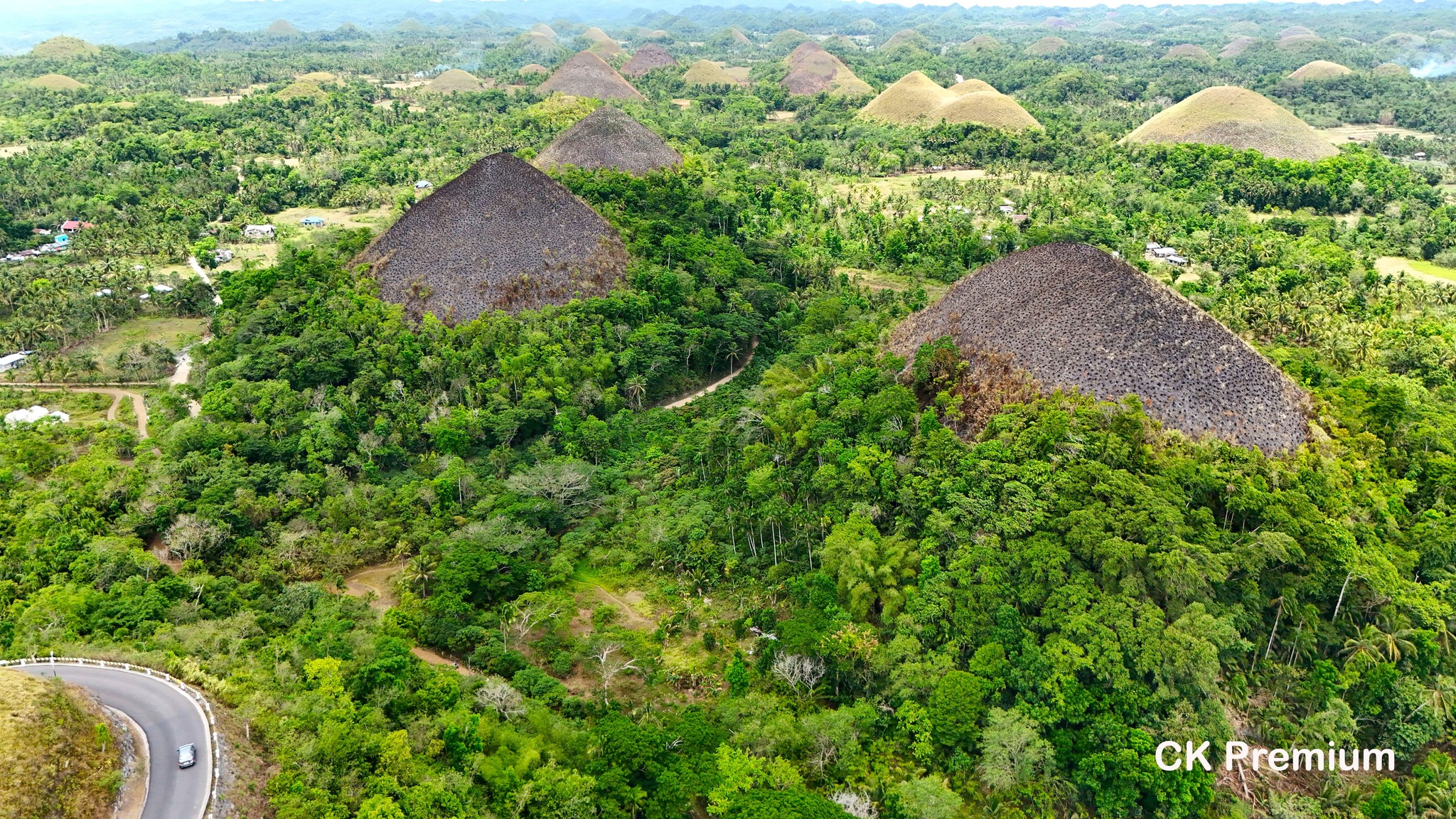 Kuželovité kopce Chocolate Hills na filipínském ostrově Bohol, Filipíny.